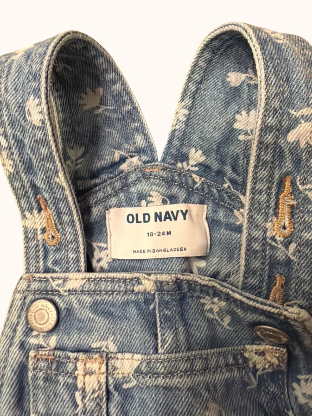 Old Navy Blue Floral Denim Baby Overalls